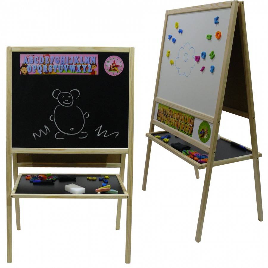 Dětská magnetická tabule 2v1 přírodní - výška 109 cm