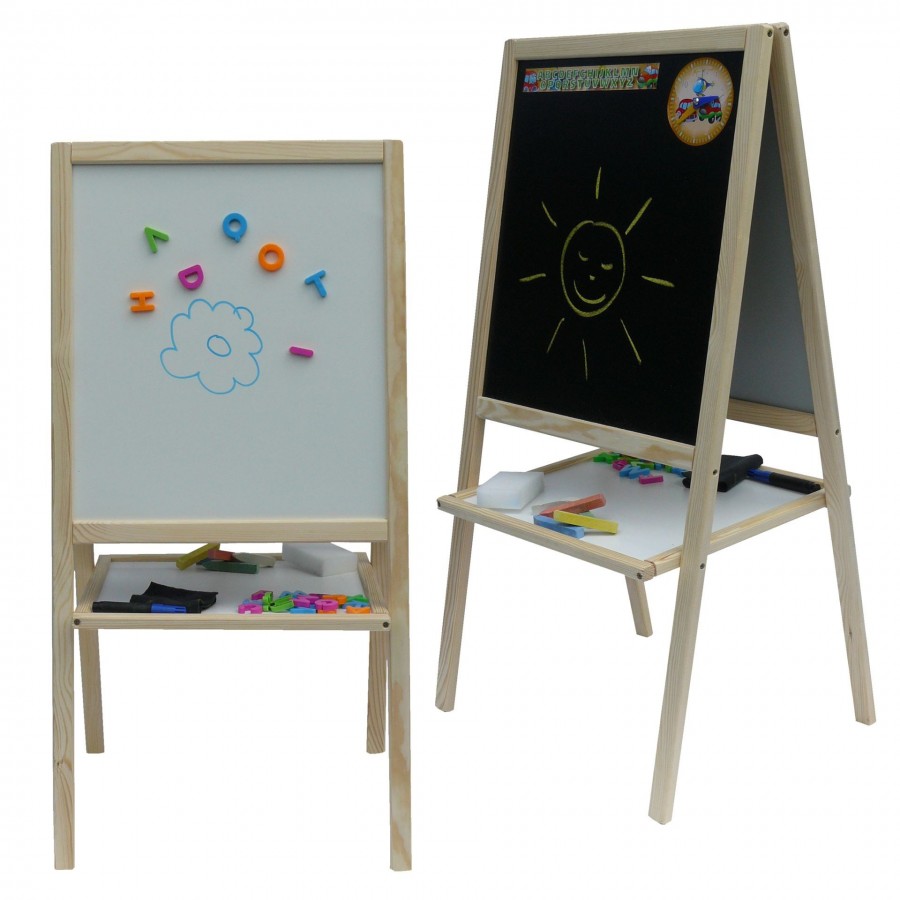 Dětská magnetická tabule 2v1 přírodní - výška 89 cm
