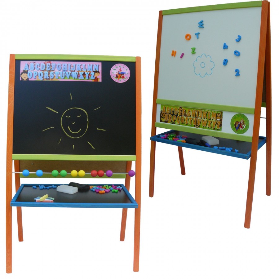 Dětská magnetická tabule 3v1 barevná - výška 109 cm