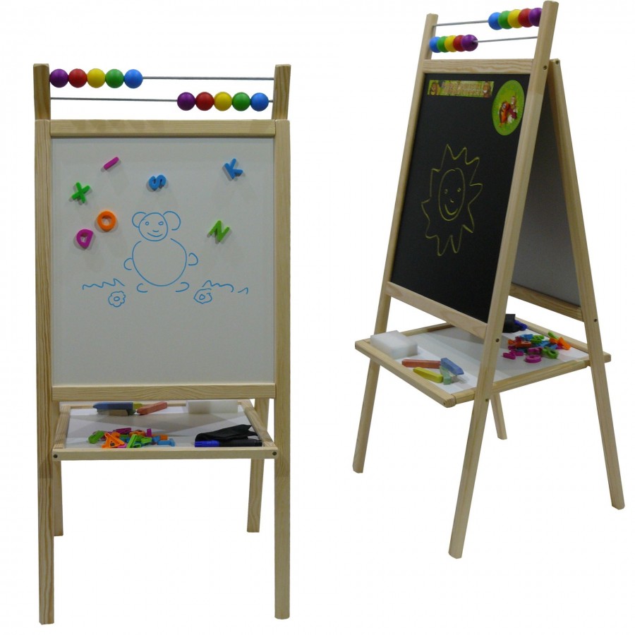 Dětská magnetická tabule 3v1 přírodní - výška 98 cm