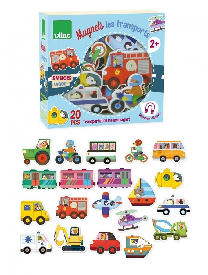 Dřevěné magnetky doprava - 20ks