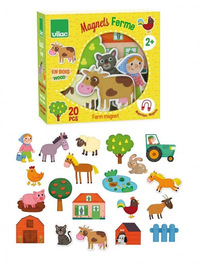 Dřevěné magnetky Farma - 20ks