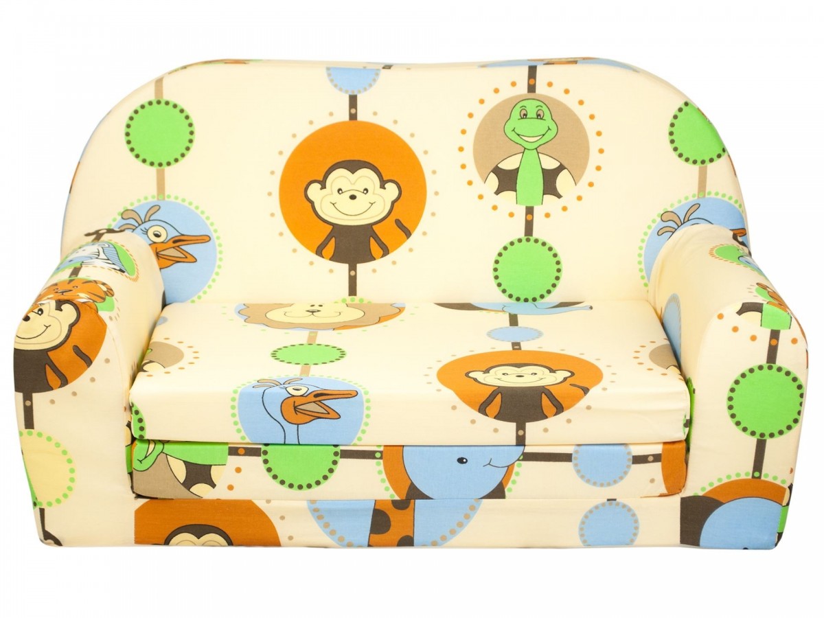 Rozkládací dětská mini pohovka Zvířátka