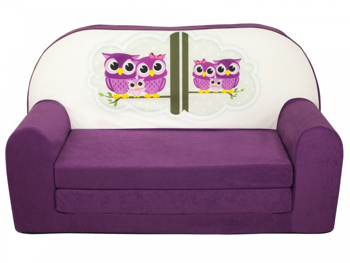 Rozkládací dětská mini pohovka Sovy