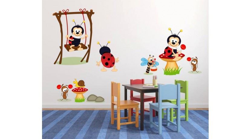 Roztomilé berušky samolepka na zeď