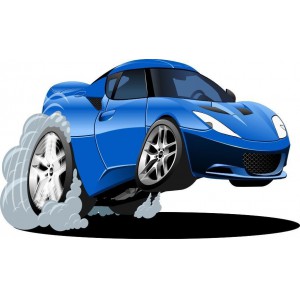 Modré auto samolepka na zeď