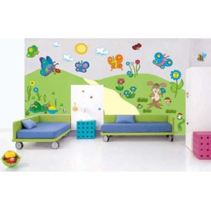 Veselá louka samolepka na zeď