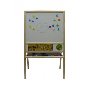 Dětská magnetická tabule 2v1 přírodní - výška 109 cm