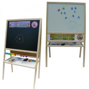 Dětská magnetická tabule 3v1 přírodní - výška 109 cm
