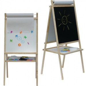 Dětská magnetická tabule 3v1 přírodní - výška 94 cm