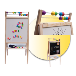 Dětská magnetická tabule 3v1 přírodní - výška 98 cm