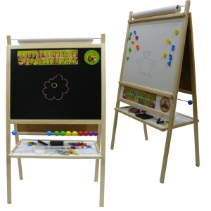 Dětská magnetická tabule 4v1 přírodní - výška 116 cm - PBN