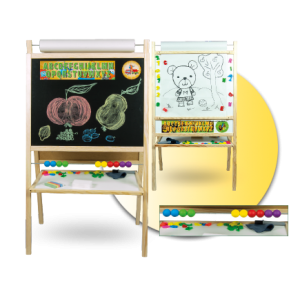 Dětská magnetická tabule 4v1 přírodní - výška 116 cm - PBN