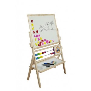 Dětská otočná magnetická tabule 3v1 přírodní - výška 89 cm