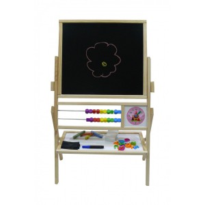 Dětská otočná magnetická tabule 3v1 přírodní - výška 89 cm