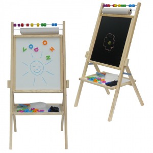 Dětská otočná magnetická tabule 4v1 přírodní - výška 89 cm