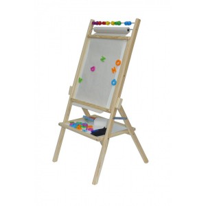 Dětská otočná magnetická tabule 4v1 přírodní - výška 89 cm