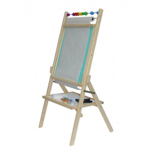 Dětská otočná modrá tabule 4v1 přírodní - výška 88 cm