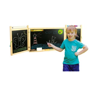 Dětská školní magnetická tabule na zeď 4v1 - přírodní