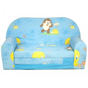 Rozkládací dětská mini pohovka Looney Tunes s ježkem