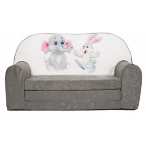 Rozkládací dětská mini pohovka Slůně a zajíček