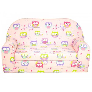 Rozkládací dětská mini pohovka Sovičky