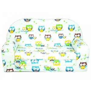 Rozkládací dětská mini pohovka Sovičky