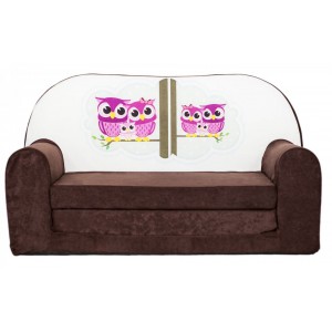 Rozkládací dětská mini pohovka Sovy