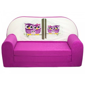 Rozkládací dětská mini pohovka Sovy