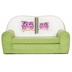 Rozkládací dětská mini pohovka Sovy