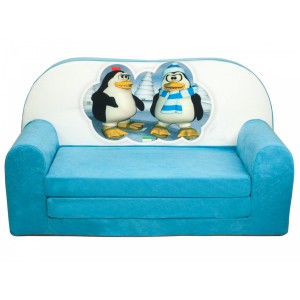 Rozkládací dětská mini pohovka Tučňáci