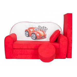 Rozkládací dětská pohovka s bobkem a polštářkem Cars