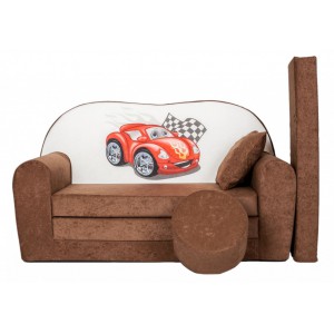 Rozkládací dětská pohovka s bobkem a polštářkem Cars