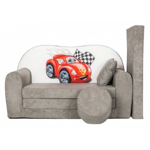 Rozkládací dětská pohovka s bobkem a polštářkem Cars