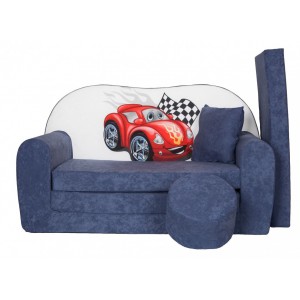 Rozkládací dětská pohovka s bobkem a polštářkem Cars