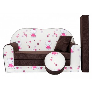Rozkládací dětská pohovka s bobkem a polštářkem Hello Kitty