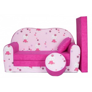 Rozkládací dětská pohovka s bobkem a polštářkem Hello Kitty