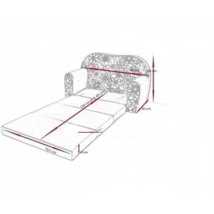 Rozkládací dětská pohovka s bobkem a polštářkem Kytičky