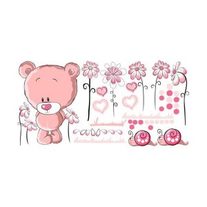 Medvídek a kytičky samolepka na zeď