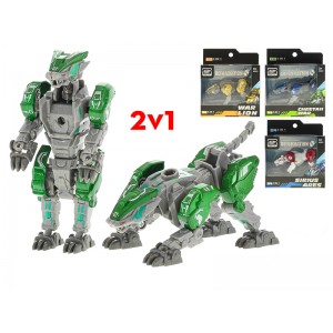 Robot/zvíře 2v1 8cm kov 4barvy v krabičce