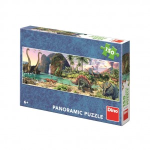 DINOSAUŘI U JEZERA 150 panoramic Puzzle